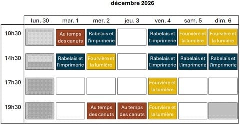 réservations décembre S1 2026