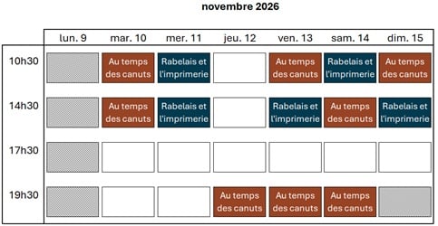 réservations novembre S2 2026